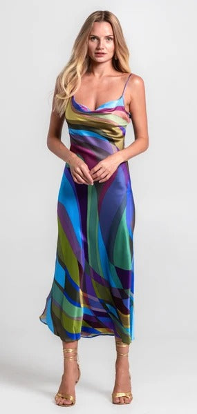 Paris Color Wave Silk Dress 74