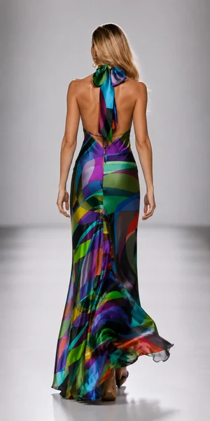 Paris Color Wave Silk Dress 15C