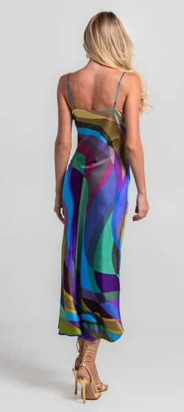 Paris Color Wave Silk Dress 74
