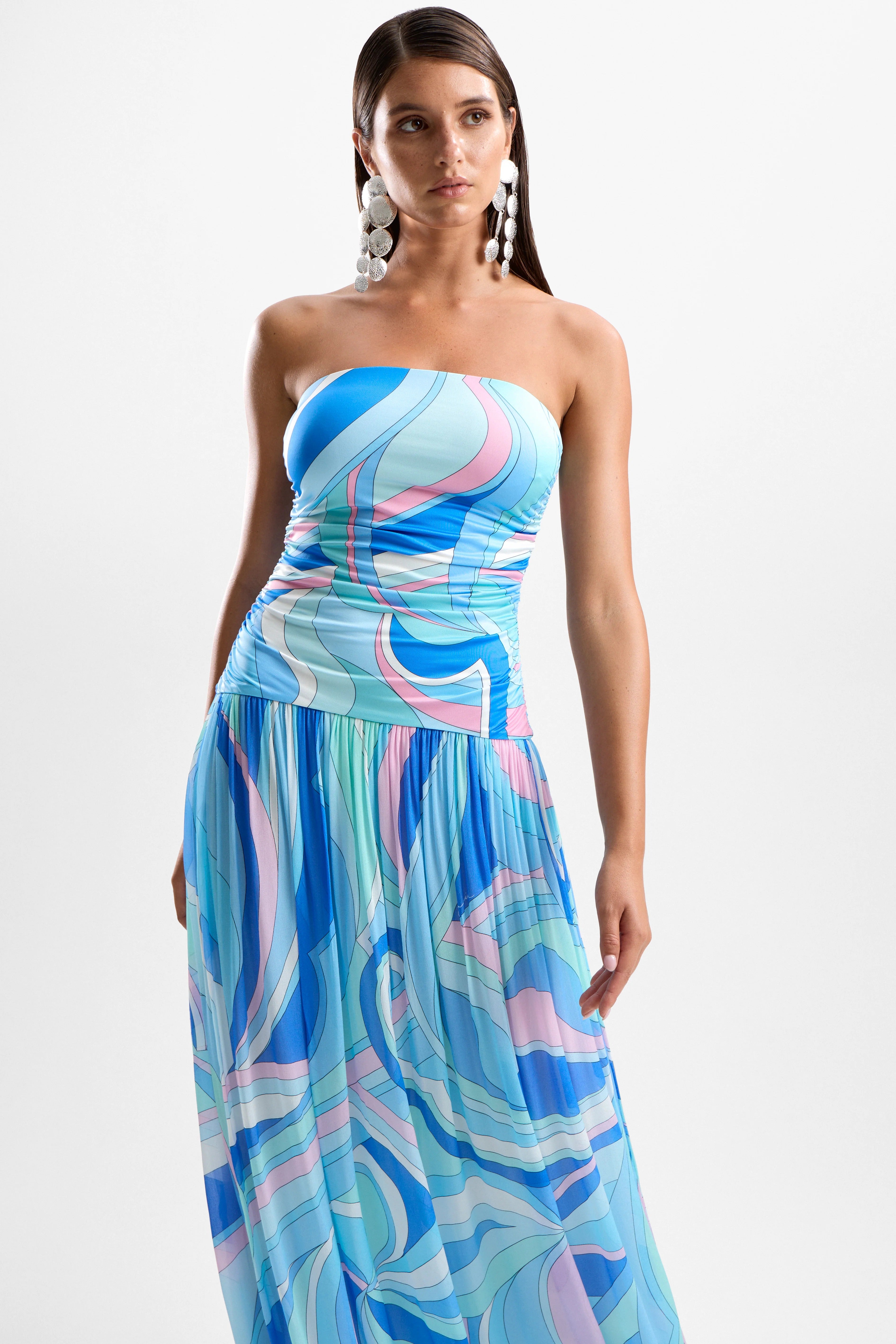 cin cin maxi dress Rome' Halo Maxi Dress - Dolce Blue