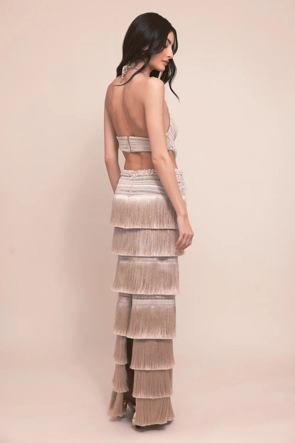 Petal Fringe Maxi Dress