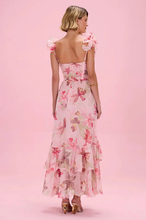 Orchid Bloom Chiffon Maxi Corset