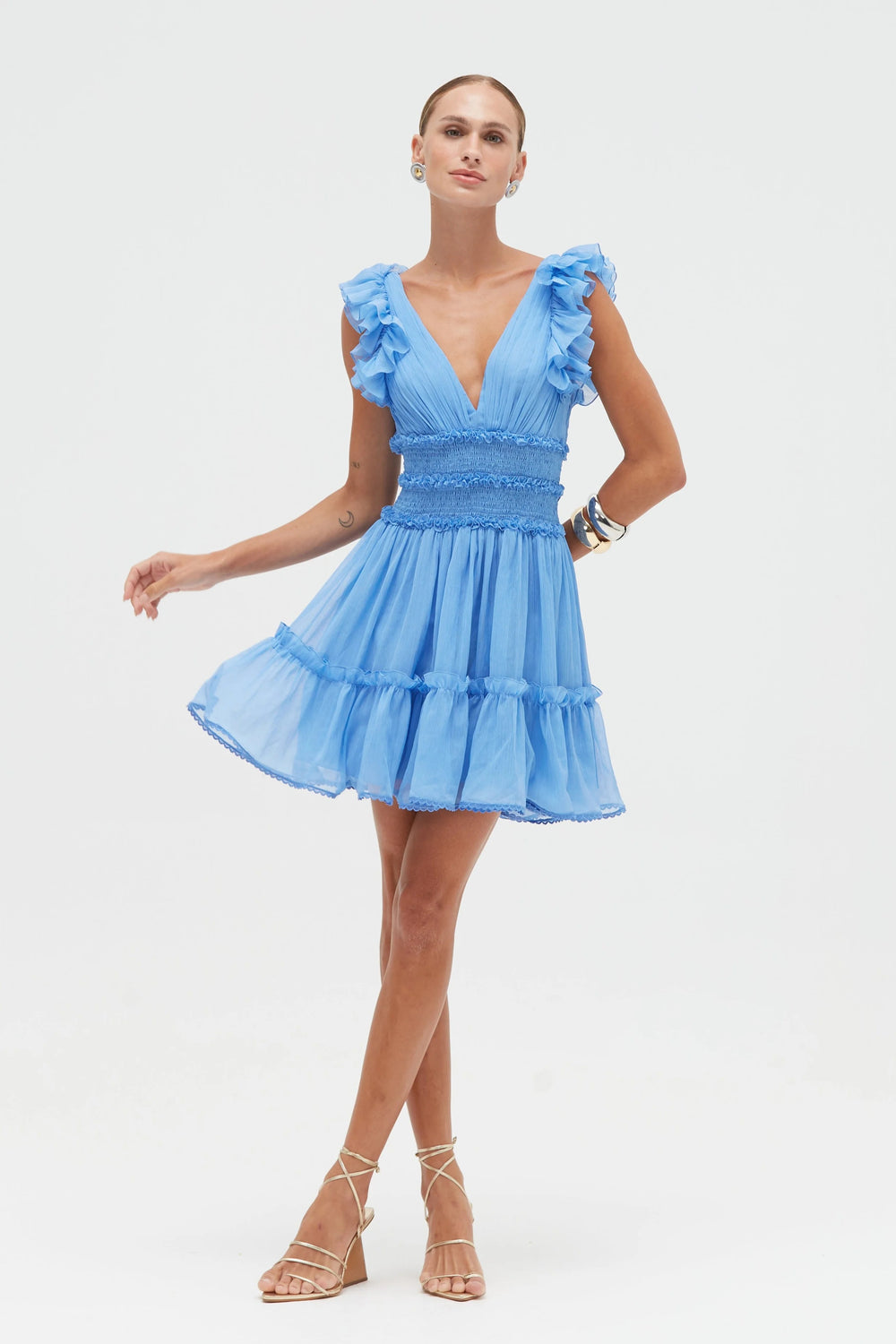 PatBo Chiffon Wonderland Flutter Mini Dress