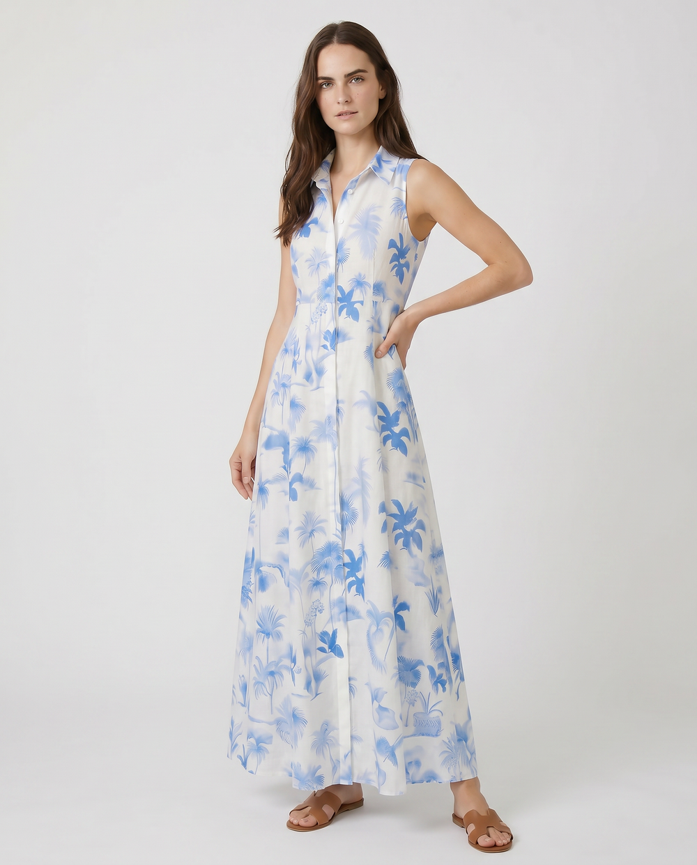 Linen Shirt Dress No Sleeve