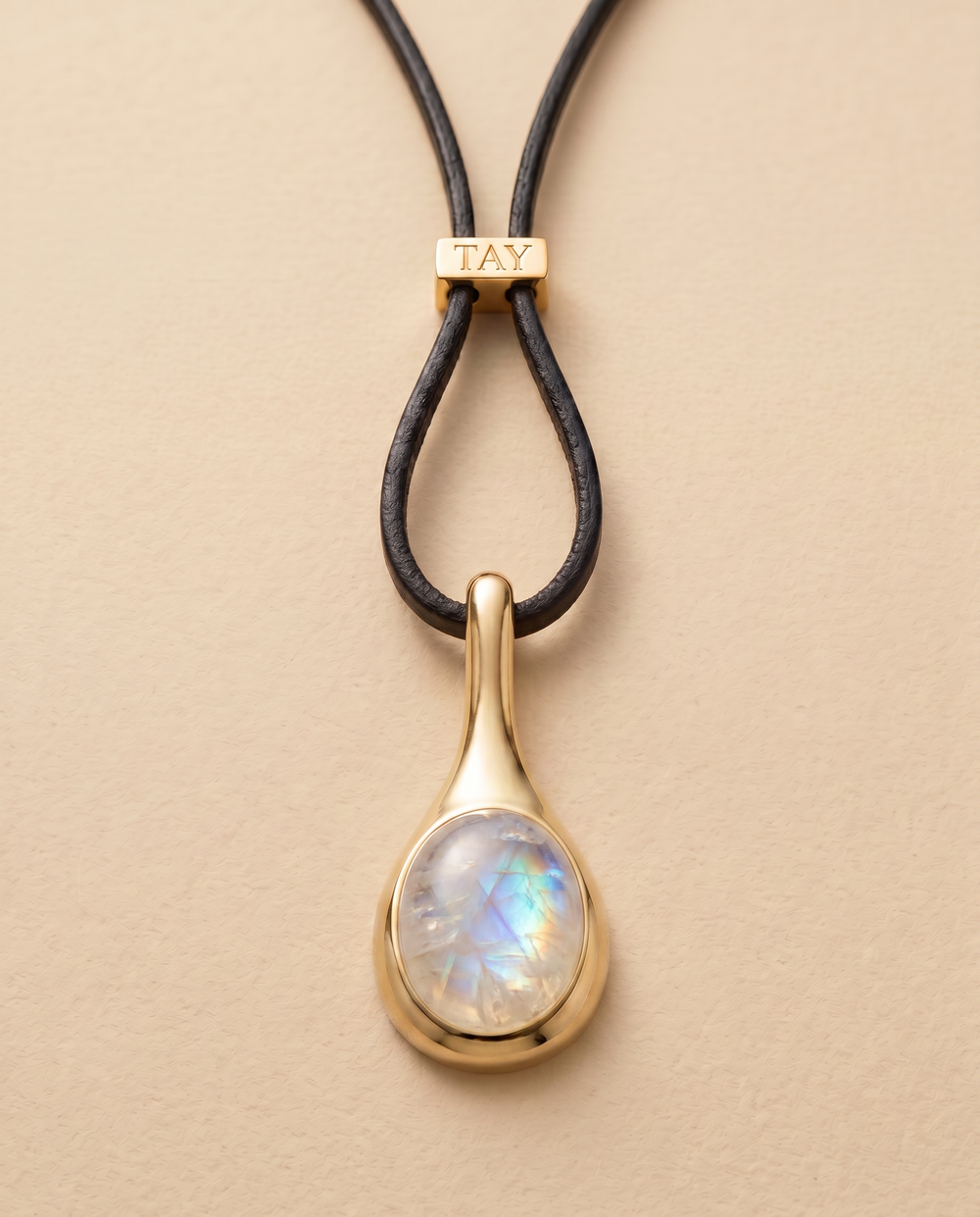 Tay Rainbow Moonstone Set Droplet Pendant