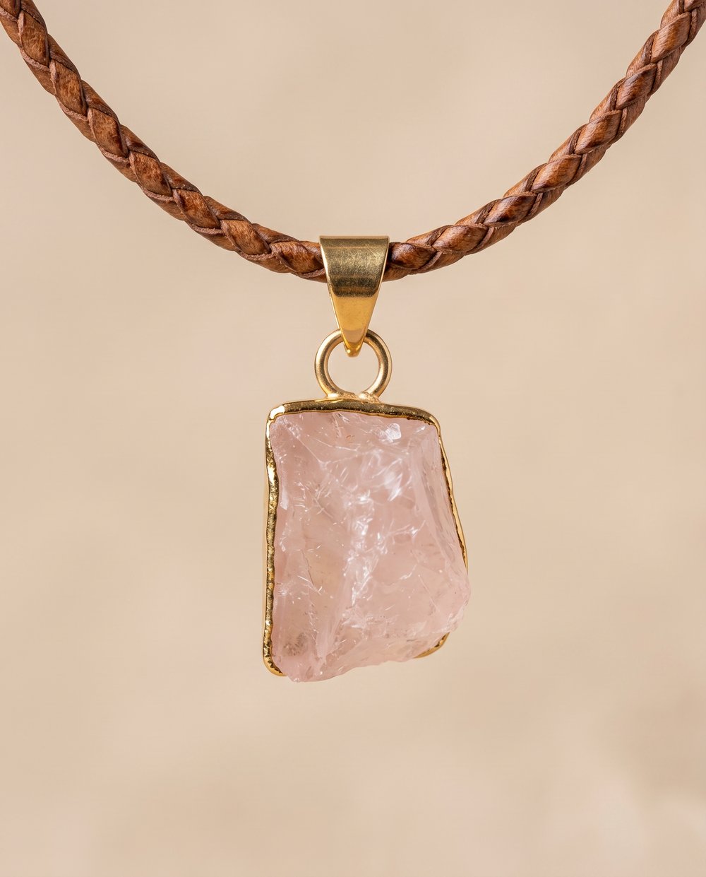 Lassanai Rose Quartz Pendant with Leather Strap