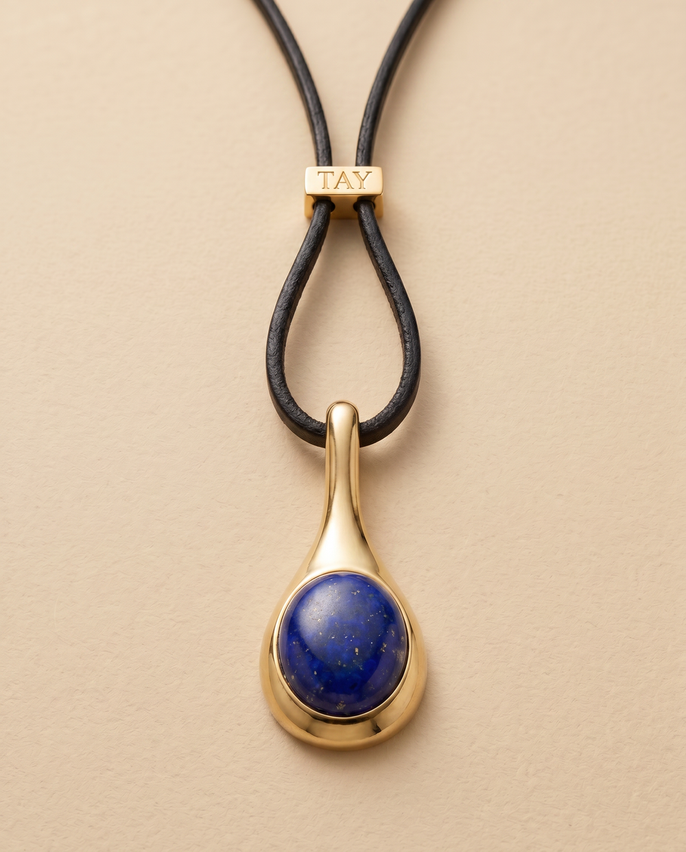 Tay Lapis Set Droplet pendant on Leather strap