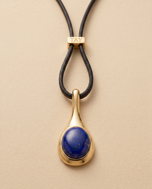 Tay Lapis Set Droplet pendant on Leather strap