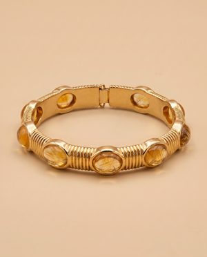 Tay Gemset Wirewrap Hinged Cuff