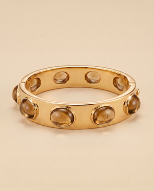Tay Faceted Whiskey Quartz Set Hinged Cuff