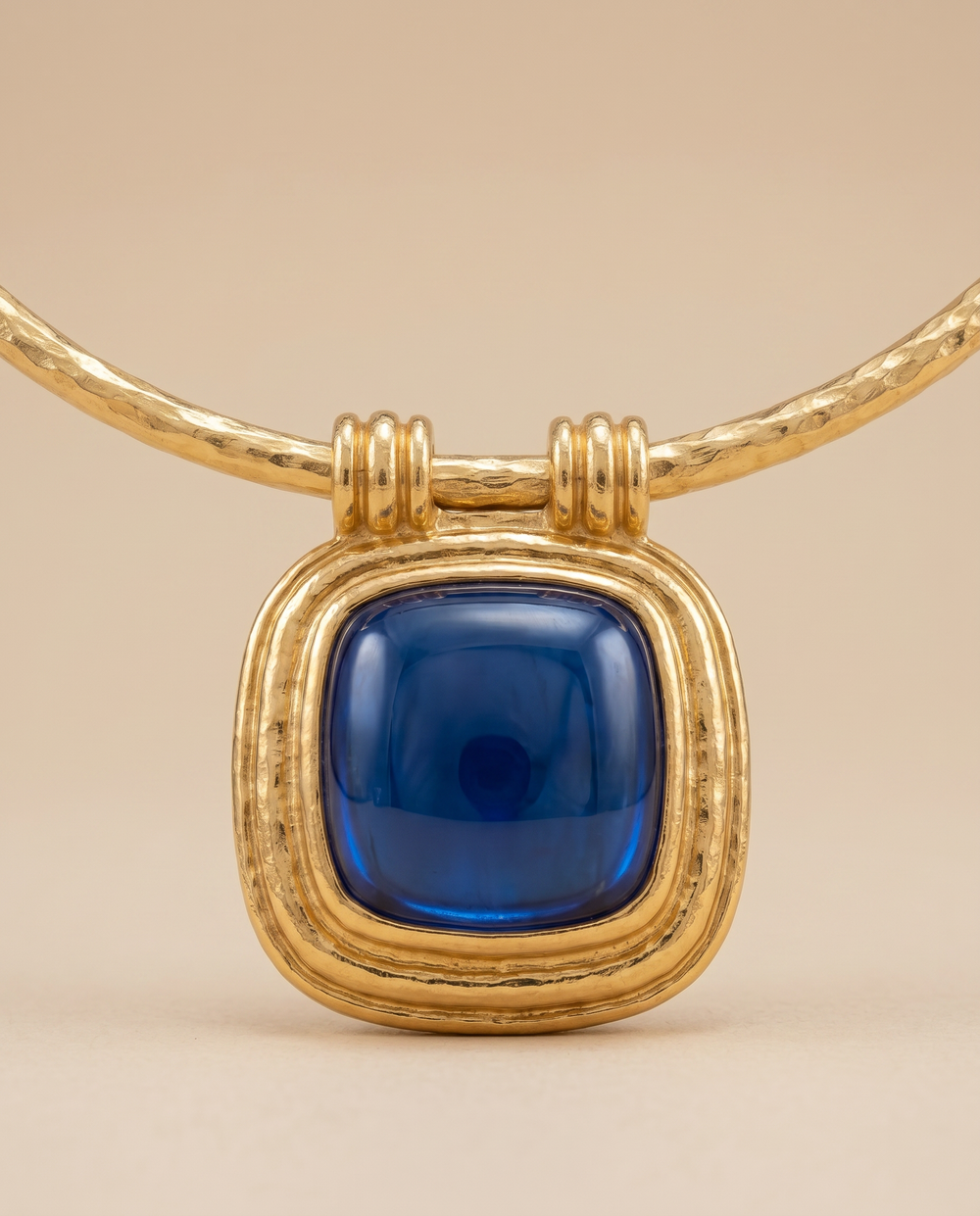Tay Cushion shape Labradorite set ‘Sophia’ pendant on torque