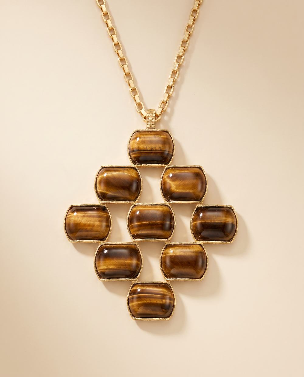 Tay Tiger's Eye set Brick Pendant