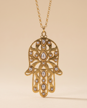 Tay Silver & Gold Hamsa pendant on chain