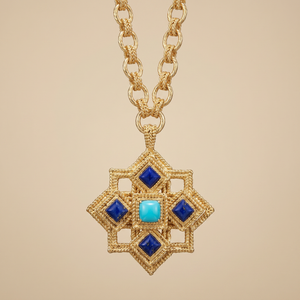 Tay Lapis & Amazonite Set Stepped Ropetwist ‘diamonds & squares’ with Chain