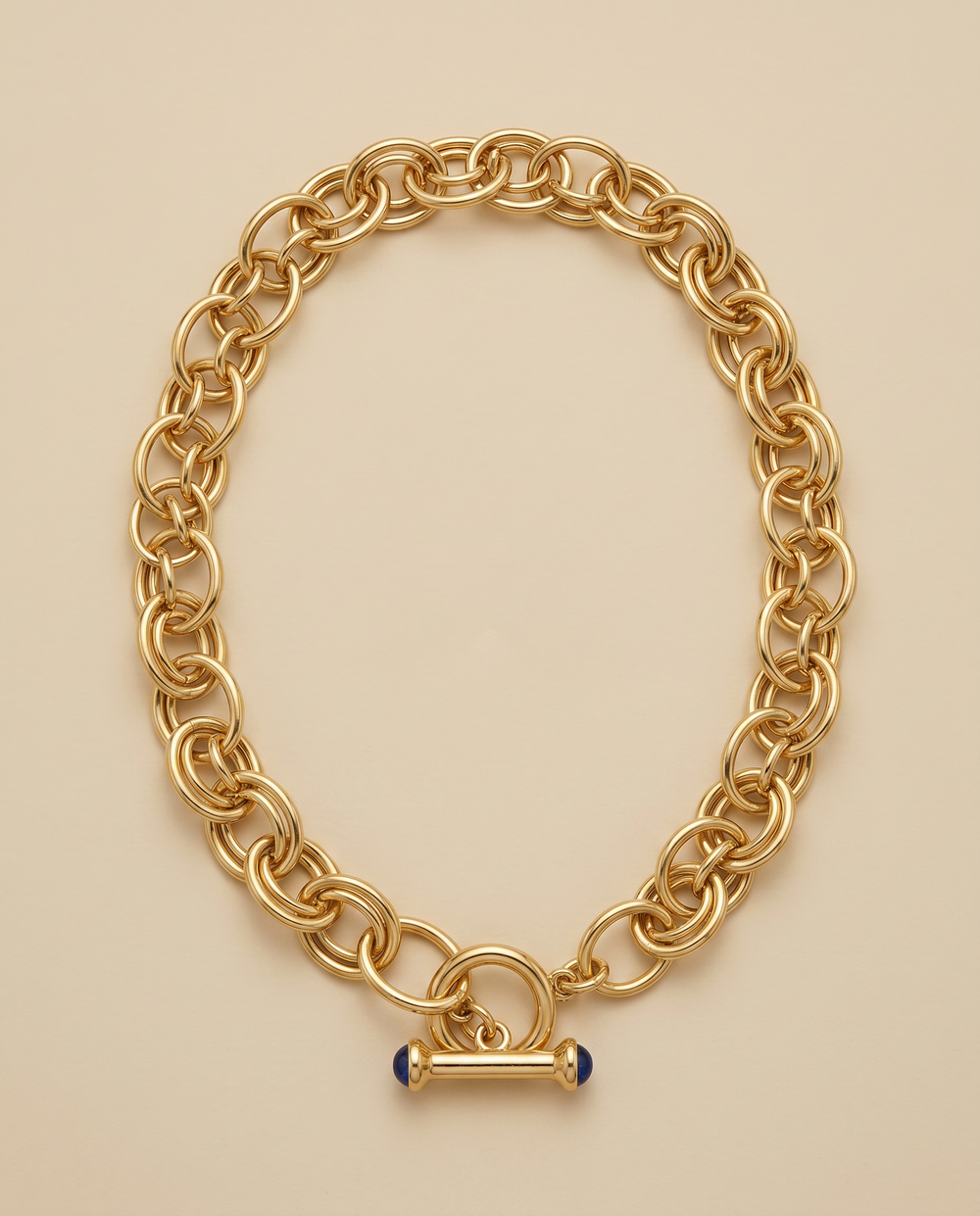 Tay Fancy Link Gold Necklace with Kyanite set Toggle clasp