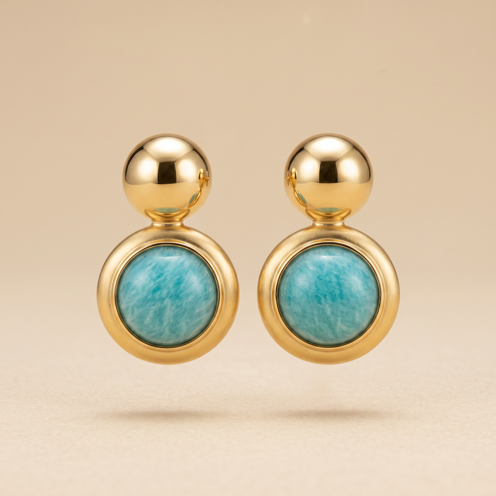 Tay Amazonite Set Double Drop Earrings