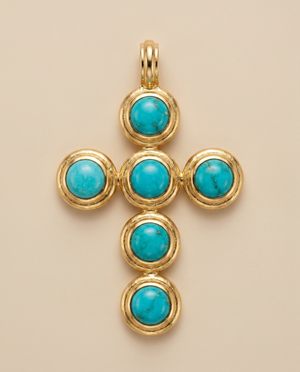 Tay Amazonite 6 Stone Cecilia Cross Pendant