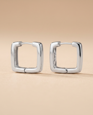 Tay Silver Square Hinged Earhoops