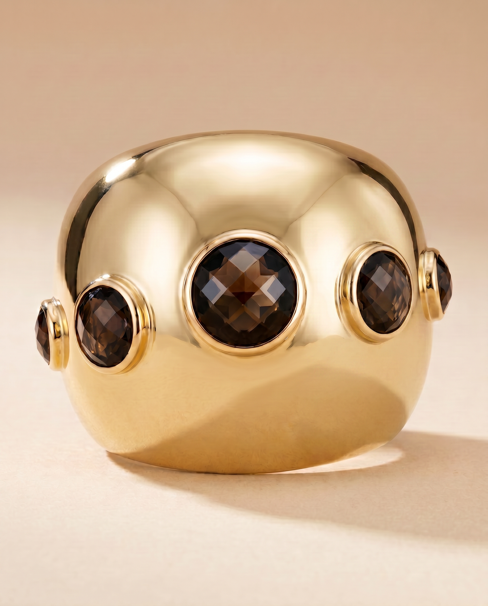 Tay Faceted Mixed Quartz Set Wide Domed Cuff
