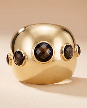 Tay Faceted Mixed Quartz Set Wide Domed Cuff