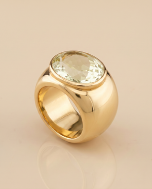 Tay Pale Lemon Quartz Set Tapered Tube Ring