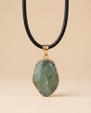 Lassanai Green Fluorite Pendant with Leather Strap