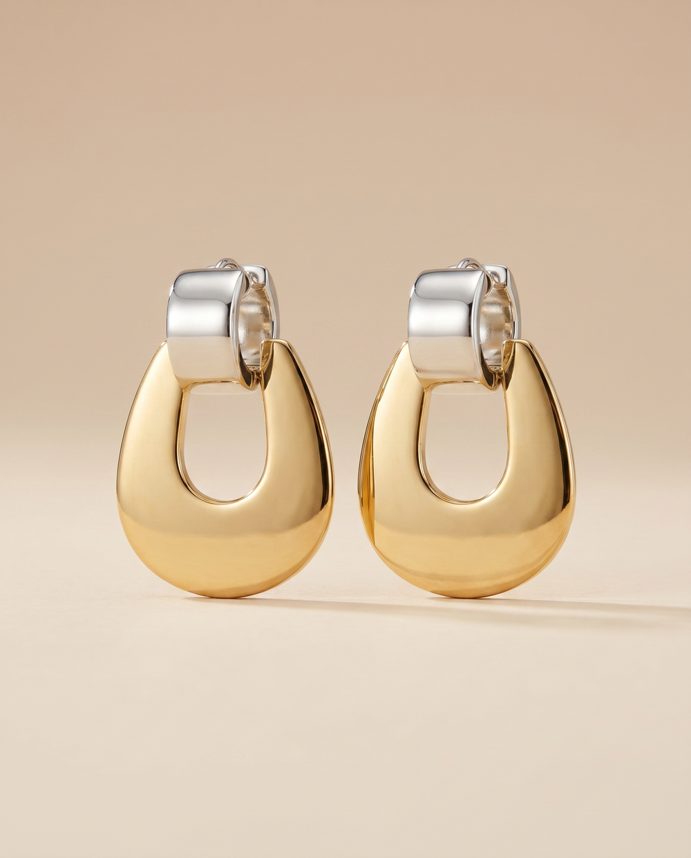 Tay Silver Huggies with Gold detachable Drop