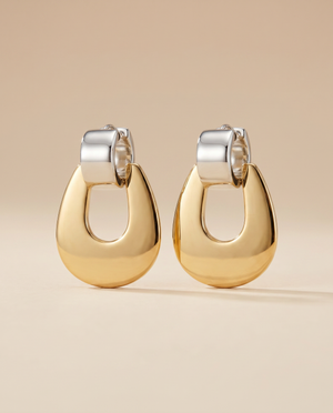 Tay Silver Huggies with Gold detachable Drop