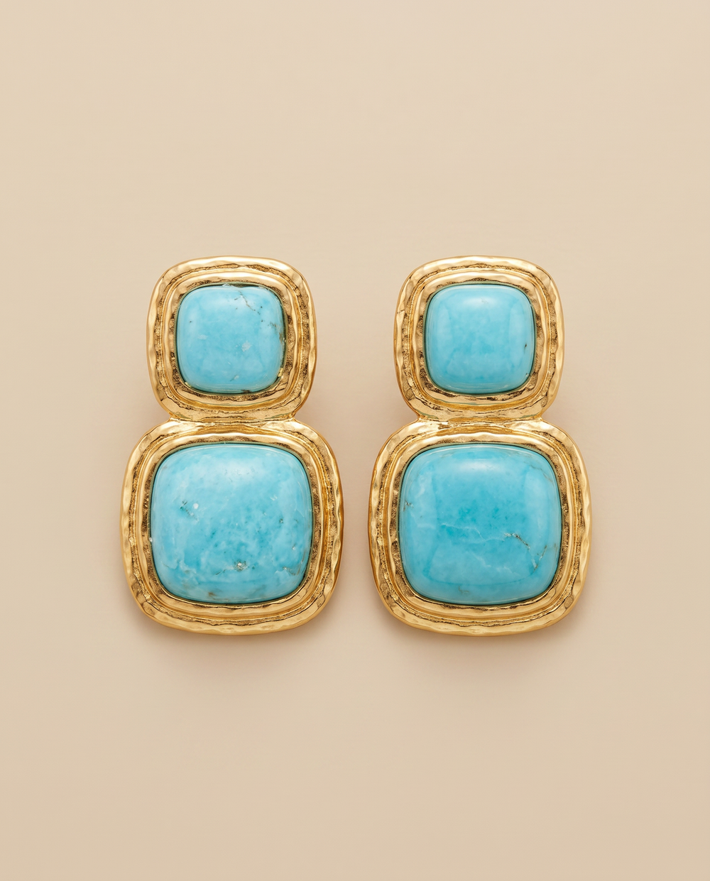 Tay Amazonite Set 2 Stone Cushion Shape Earrings