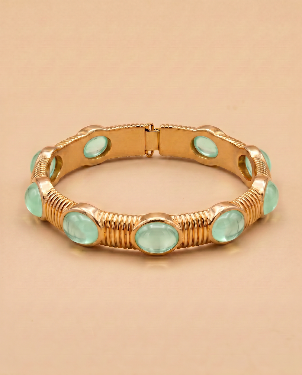 Tay Phrenite Set Wirewrap Hinged Cuff