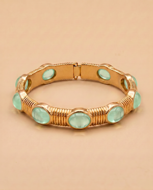 Tay Phrenite Set Wirewrap Hinged Cuff