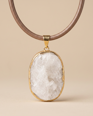 Lassanai Moonstone Pendant With Leather Strap