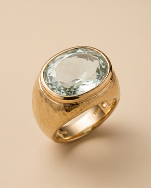 Tay Faceted Green Quartz Tapered Tube Ring