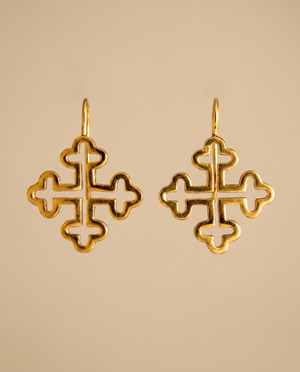 Tay Twin Panel Coptic Cross eardrops