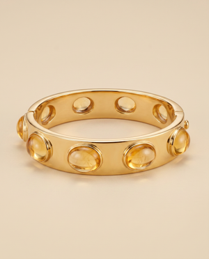 Tay Cabochon Citrine Set Hinged Cuff