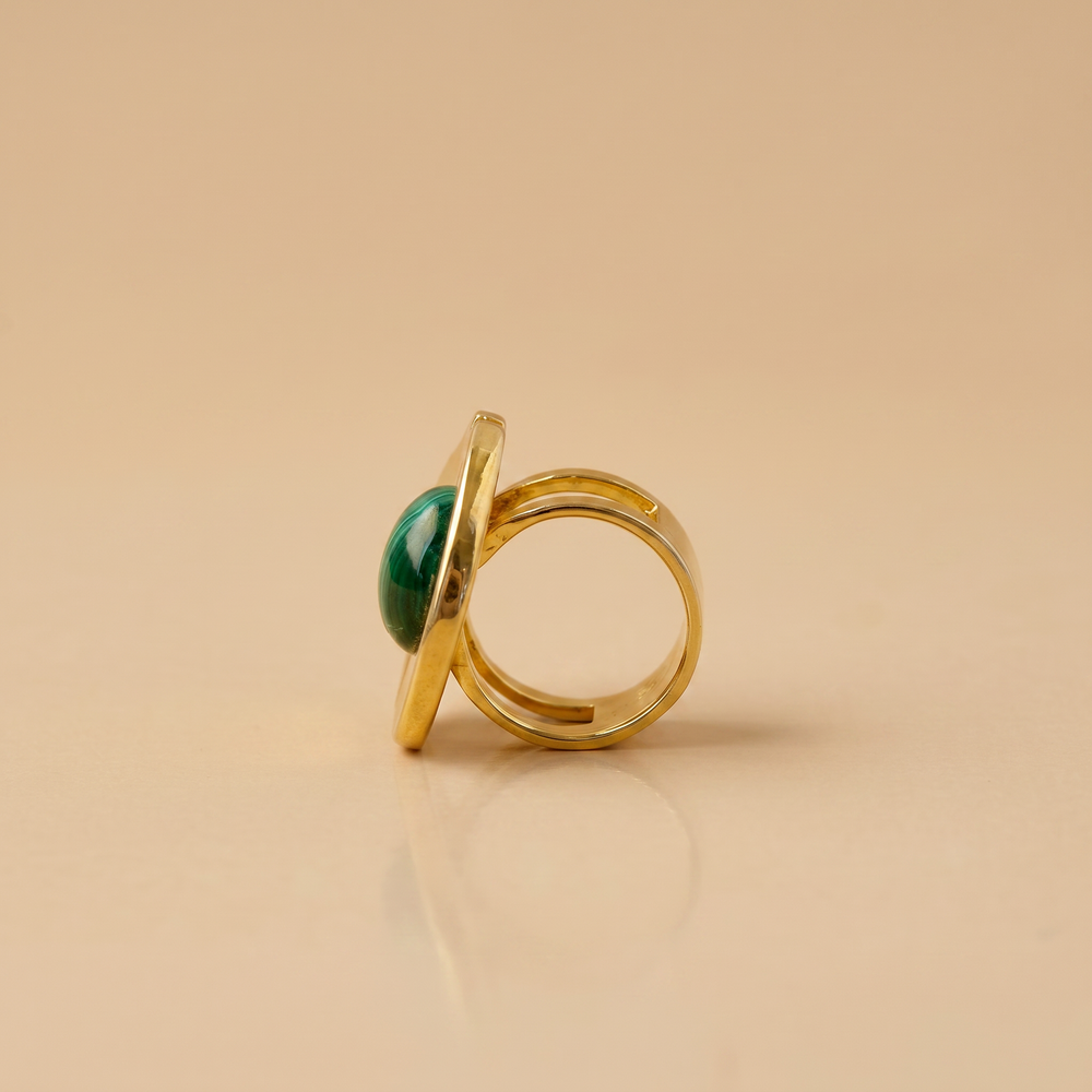 Tay Malachite Set Ovoid Panel Ring