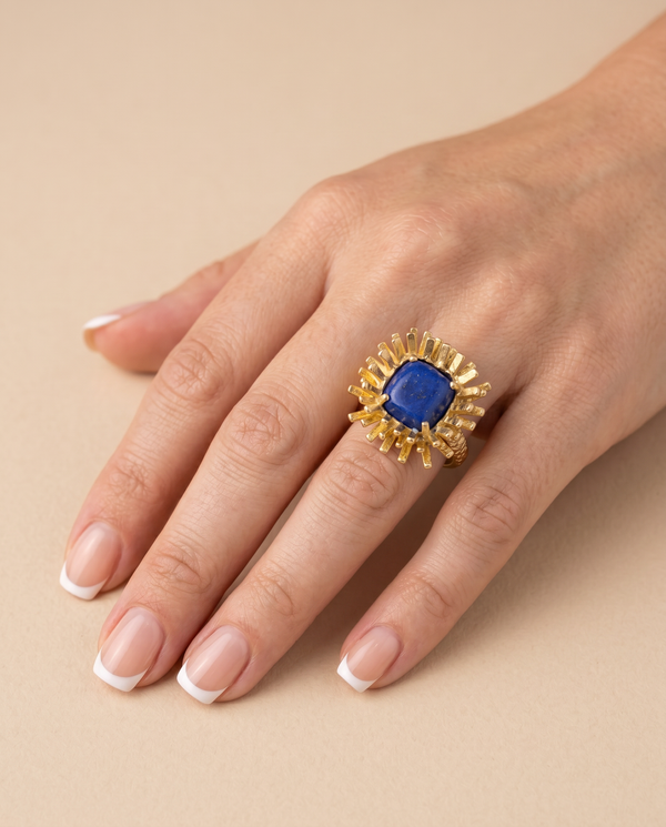 Tay Lapis Lazuli Set Urchin Ring
