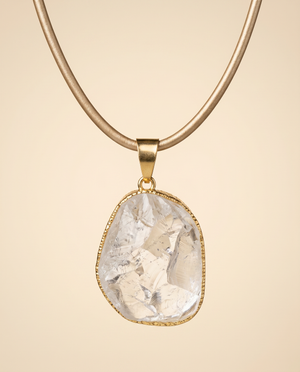 Lassanai Clear Quartz Pendant With Leather Strap