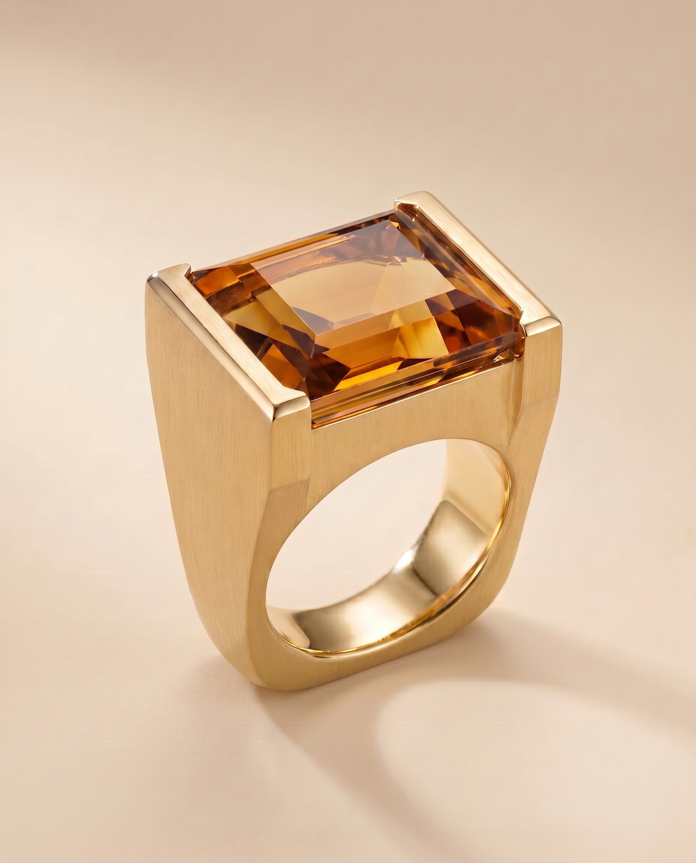 Tay Whiskey Quartz Set Square Castillo Ring by Tay from Marina St Barth