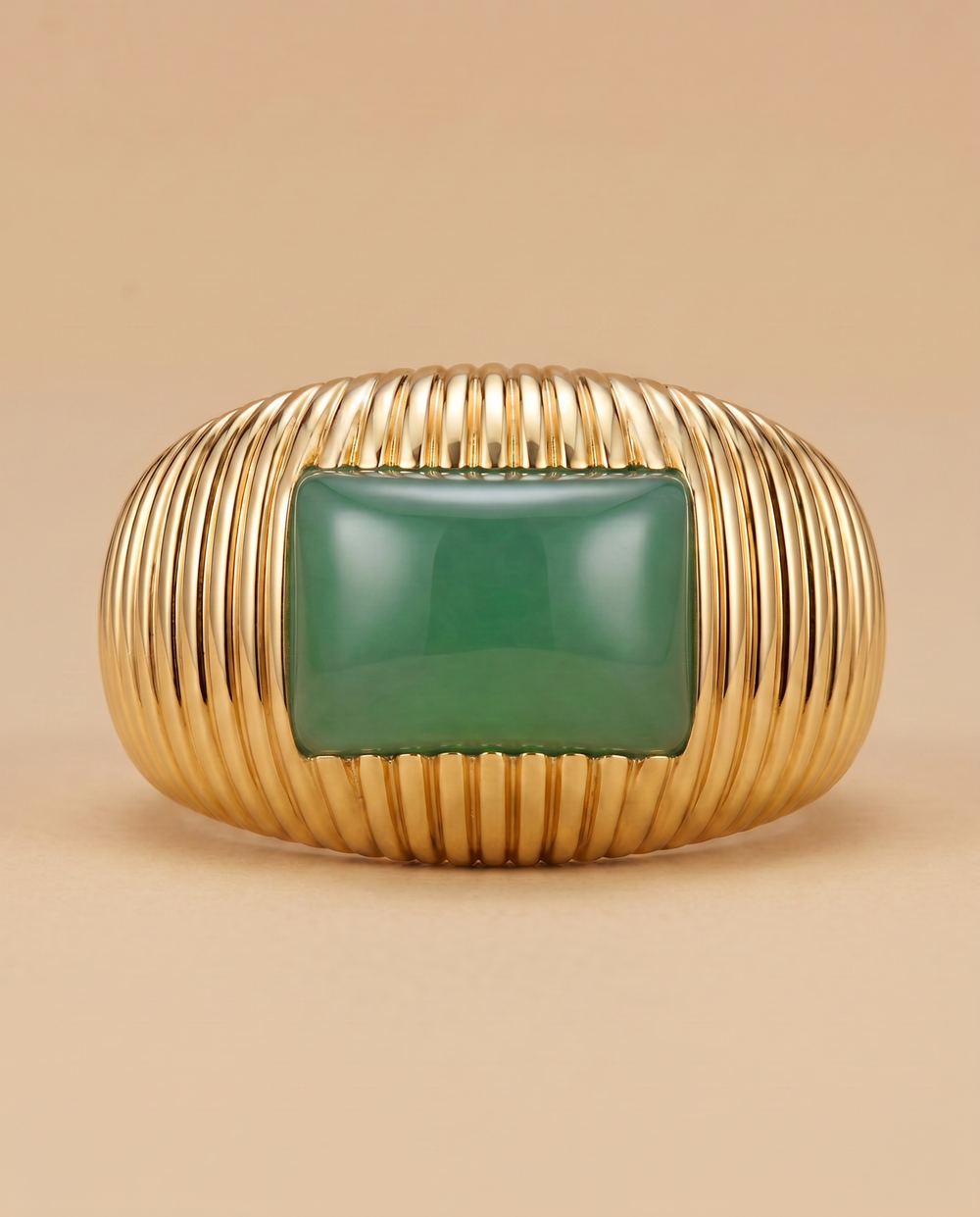 Tay Green Onyx Set Flared Wirewrap Ring