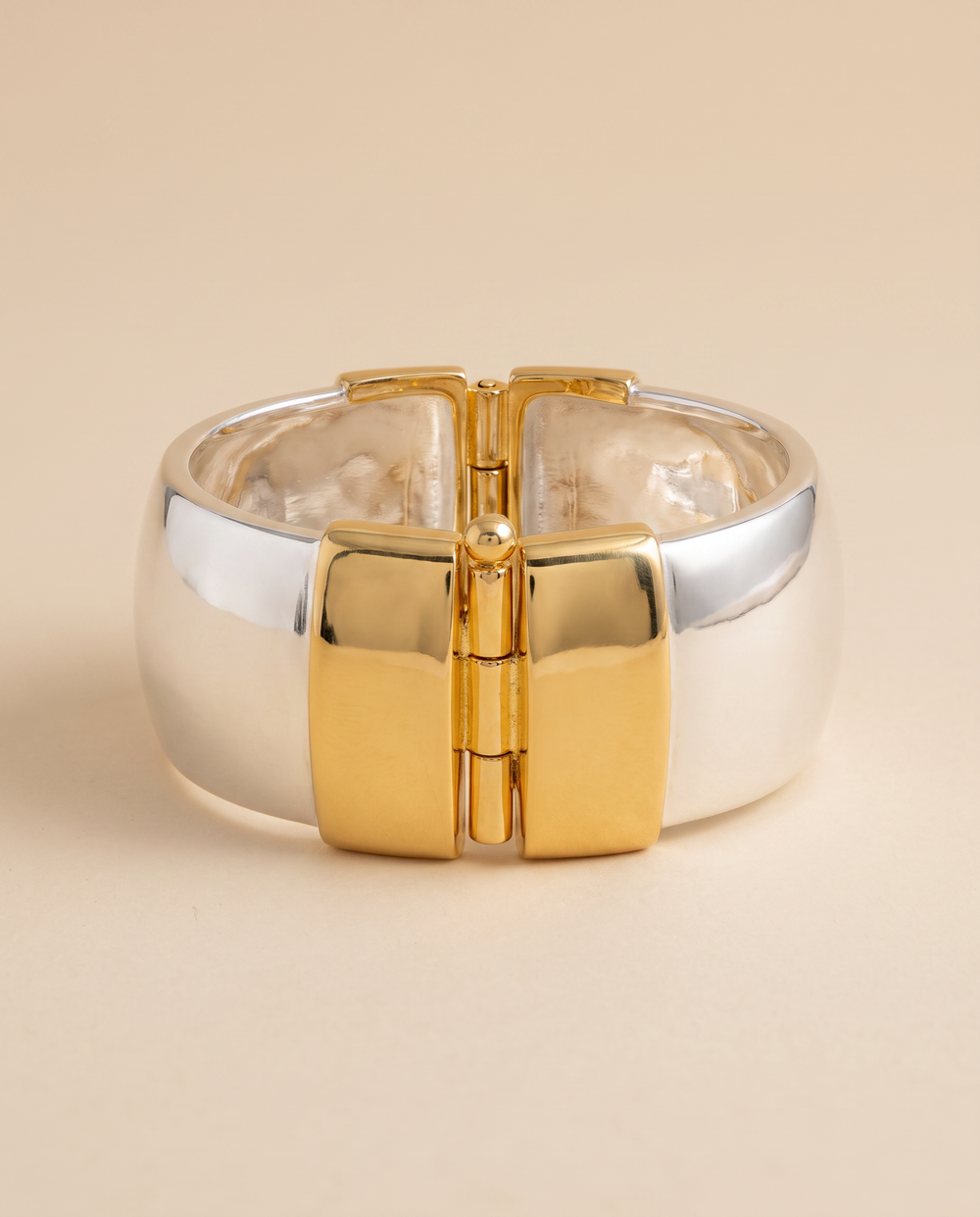 Silver & Gold Wide Hinged Cuff