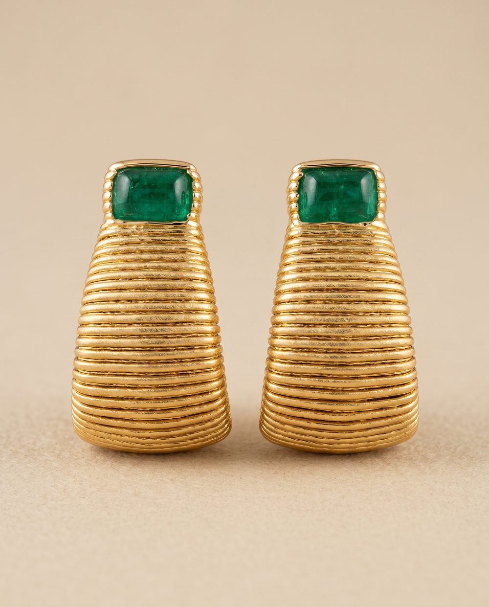 Tay Green Onyx Set Flared wirewrap earrings