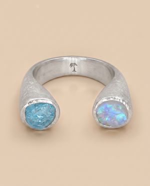 Lassanai Aquamarine & Moonstone Stargazer Ring Gold