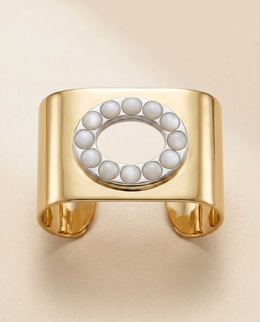 Tay White Onyx Set Clockface Square Cuff