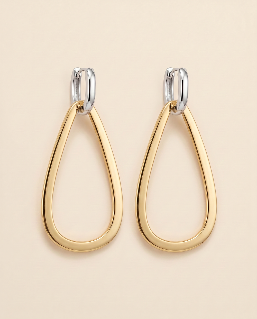 Tay U Shape Silver Huggies w/detachable Large Pear Eardrops by Tay from Marina St Barth