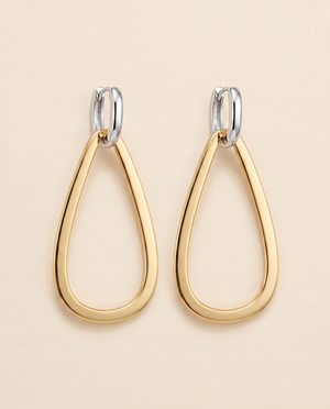 Tay U Shape Silver Huggies w/detachable Large Pear Eardrops