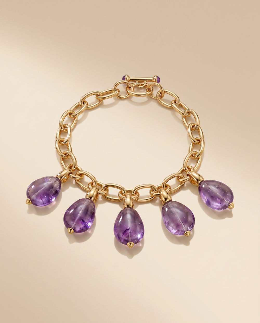 Tay Tumbled Amethys 5 stone Drop Necklace