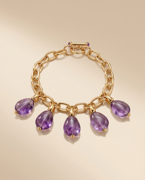 Tay Tumbled Amethys 5 stone Drop Necklace