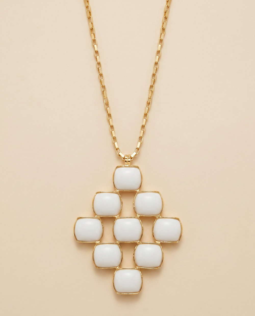 Tay White Onyx Set Brick Pendant
