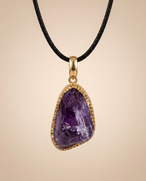 Lassanai Amethyst Pendant with Leather Strap